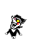A small pixel gif of Spamton from Deltarune.